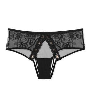 Victorias Secret Rebel Lace & Grommet Open Back Cheeky Panty Sz S